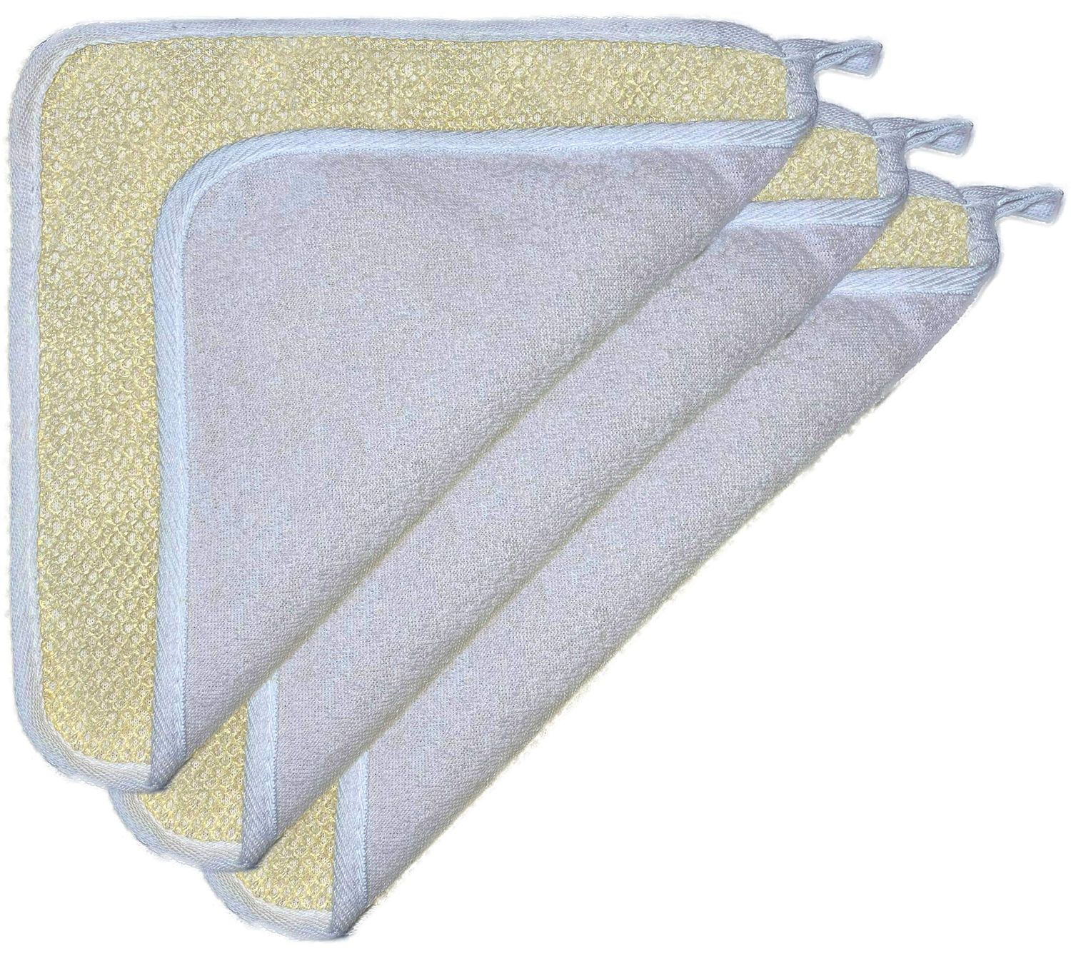 3 pcs/set Soft Weave Home Spa Exfoliating Face and Body Wash Cloths, Dual-Sided With Exfoliating Scrub and Soft Terry Cloth - Shower Scrubber - Remove Dead Skin - Great for Skin Care in the Bath