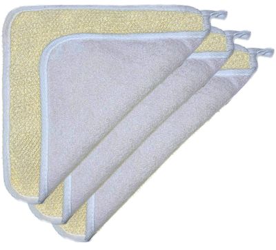 3 pcs/set Soft Weave Home Spa Exfoliating Face and Body Wash Cloths, Dual-Sided With Exfoliating Scrub and Soft Terry Cloth - Shower Scrubber - Remove Dead Skin - Great for Skin Care in the Bath