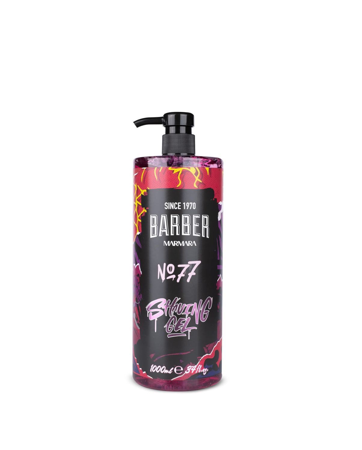 BARBER MARMARA Men&#39;s Shaving Gel No. 77 - Men&#39;s Shaving Gel Transparent 1000 ml - Shaving Gel Men - Precise Shaving of Beard Contours - Does Not Foam - Cools the Skin - with Pump Dispenser
