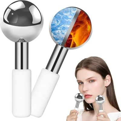 AUKL Ice Globe Stainless Steel Beauty Facial Massager for Face &amp; Eyes, Unbreakable Stainless Steel Cryo Stick for Beauty Routines, Facials Cold Roller Cooling Globe(Silver,1Pack)