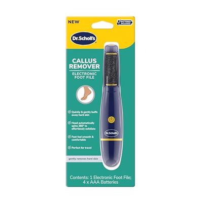 Dr. Scholl&#39;s Callus Remover Electronic Foot File, Electric Hard Skin Removal for Feet, Effortless Soft Smooth Skin in Minutes, Perfect for Travel, for Women &amp; Men, AAA Batteries Included