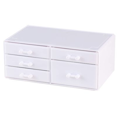 Cq acrylic White Stackable Acrylic Organizer,Plastic Drawers and Small Cabinet Organizers With 5 Drawers for Make Up,Skincare Product,Craft,Beauty and Stackable Drawer Organizer,Pack of 1