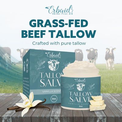 Beef Tallow Salve - All Natural Grass Fed Beef Tallow & Honey All Purpose Balm - Moisturizing Body Salve Great for Eczema, Cracked, Dry, Itchy, Irritated Skin - Skin Repair Skincare Made in USA