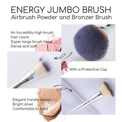 ENERGY Powder Brush Large Makeup Brush for Loose Setting Pressed Powder Foundation Airbrush Poreless, Flawless Application Premium Vegan Soft Bristles Fluffy Face Brush