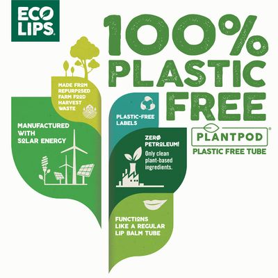 Eco Lips - Pure & Simple Raspberry, Coconut and Vanilla Organic Lip Balm 9-Pack (0.15 oz.) - 100% Natural. 100% Plastic-Free Plant Pod Packaging. Made in USA
