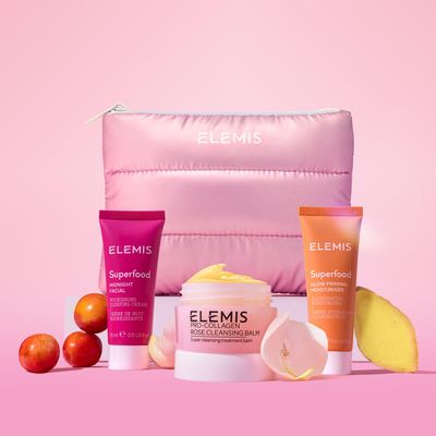 ELEMIS Way to Glow Skincare Kit, Travel Set with Travel-Size Rose Cleansing Balm, Glow Priming Moisturizer &amp; Midnight Facial, Nourish &amp; Illuminate Skin all day