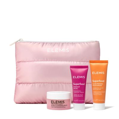 ELEMIS Way to Glow Skincare Kit, Travel Set with Travel-Size Rose Cleansing Balm, Glow Priming Moisturizer &amp; Midnight Facial, Nourish &amp; Illuminate Skin all day