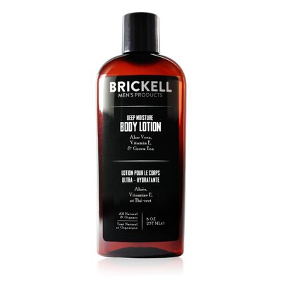 Brickell Men&#39;s Deep Moisture Body Lotion for Men, Natural and Organic Protects and Hydrates Dry Skin, 8 Ounce, Unscented