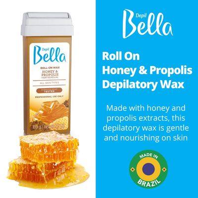 Depil Bella Roll On Wax Honey and Propolis Depilatory | Body Waxing, Hair Removal Wax-Cartridge | For Men and Women | Home Self Waxing | Sensitive Skin | Dermatologically Tested | Painless (14 PACK)