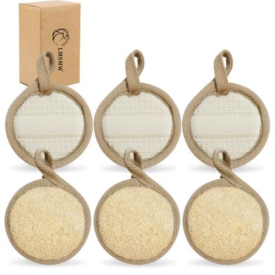 Face Exfoliating Loofah Scrubber Exfoliator Pads - Natural Luffa Facial Sponges Brush for Cleansing Exfoliation, Manual Face Cleanser Pad for Scrub Clean Facial Skin for Men Women Bath Shower, 6 Pack