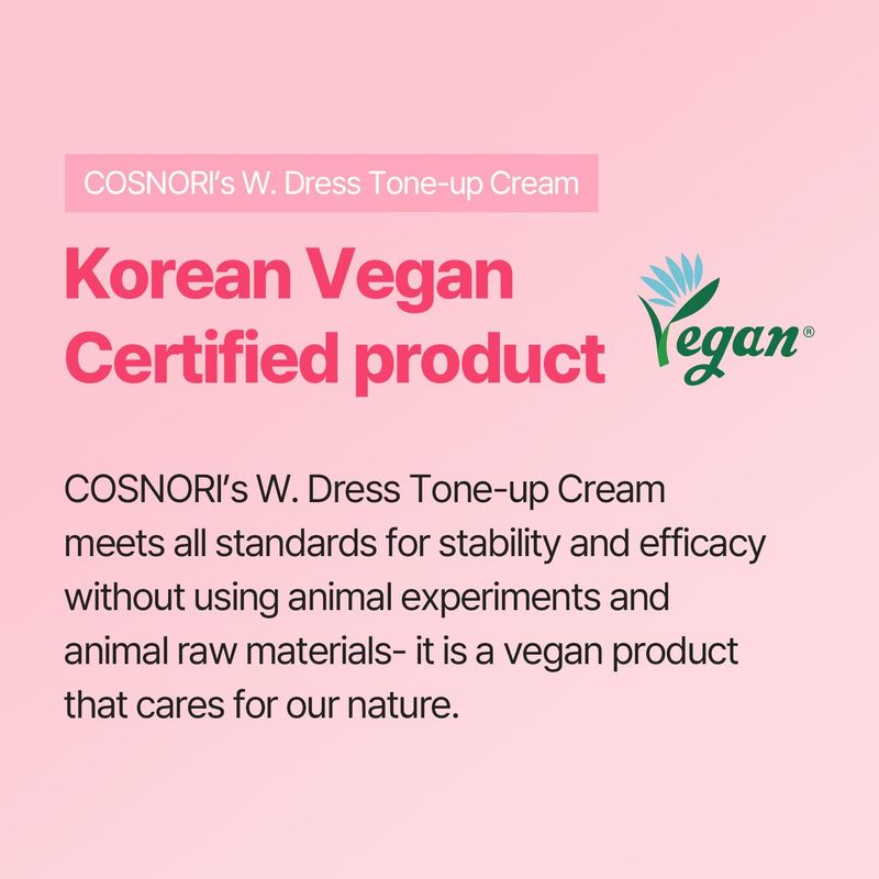 COSNORI W. Dress Tone-up Cream -Quick Skin Tone Balancer - Evens Out Complexion - No Makeup Natural Look - Long-Lasting Hydrating &amp; Sebum Control Face and Body - Vegan, No Animal Tested - 1.69 oz