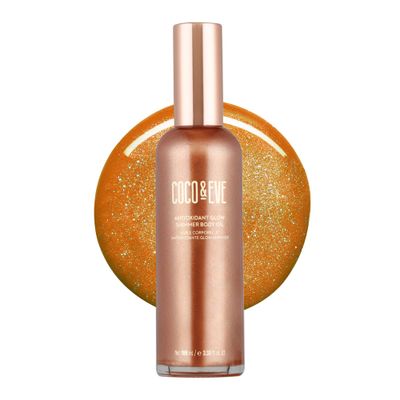 Coco &amp; Eve Antioxidant Glow Shimmer Body Oil - Lightweight Skin Illuminator with Pearlescent Minerals, Natural Glitter, Antioxidants for Shimmering, Moisturizing and Healthy Glow (3.38 Fl Oz)