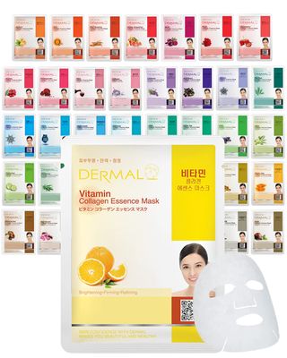 DERMAL 39 Combo Pack A Collagen Essence Korean Face Mask - Hydrating &amp; Soothing Facial Mask with Panthenol - Hypoallergenic Self Care Sheet Mask for All Skin Types - Natural Home Spa Treatment Masks