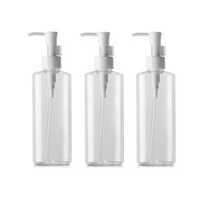 Empty Refillable Transparent Travel Bottles Pump Bottle Lotion Cream Cleansing Oil Dispenser Bottle Toiletries Bottles Make Up Cosmetic Container Holder Pack of 3 (150ml)