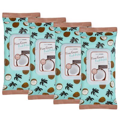 B.C. Beauty Concepts Makeup Remover Wipes - Gentle Facial Wipes for Easy Makeup Removal, 200 Count (Pack of 4), Coconut with Aloe &amp; Vitamin C