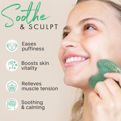 Beauty by Earth Jade Gua Sha - Face Sculpting Tool for Face Massage, Jaw Massager, Facial Massage Tools are Stocking Stuffer Ideas for Women and Teenage Girls, Small Gifts