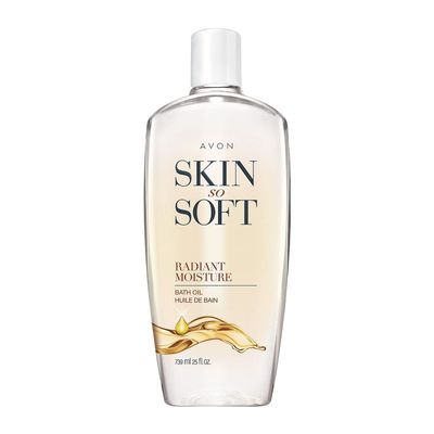 Avon Skin So Soft Radiant Moisture Bath Oil, Large 25 fl oz | Body Oil Scented with Peony Musk | Moisturizing &amp; Hydrating After Shower Body Oil for Women | Infused with Argan Oil &amp; Silk Proteins