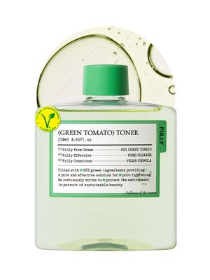 FULLY Green Tomato Toner, Pore Tightening with 95% Green Tomato Extract and VIT C, Skin Soothing and Hydrating, Fragrance Free, Vegan &amp; Dermatologically Tested, 8.45 fl.oz