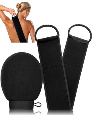 2 in 1 Exfoliating Glove &amp; Back Scrubber for Shower -     Exfoliating Body Scrubber for Soft Skin, Dead Skin Remover for Body Exfoliator, Korean Exfoliating Mitt for Body
