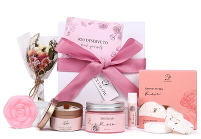 EXTALOW Spa Gifts for Women Bath and Body Gift Basket Valentines Gifts Rose Home Spa Set Self Care Gifts for Mom Sister Her Wife Birthday Gift for Women Spa Kit Care Package Thank You Gifts