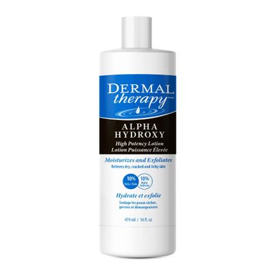 Dermal Therapy Alpha Hydroxy Lotion - High Potency AHA Exfoliating Moisturizer for Dry, Scaly Skin - 10% Lactic Acid &amp; 10% Urea Lotion - Remove Skin Flakes - Fragrance-Free - 16 fl oz / 474 ml