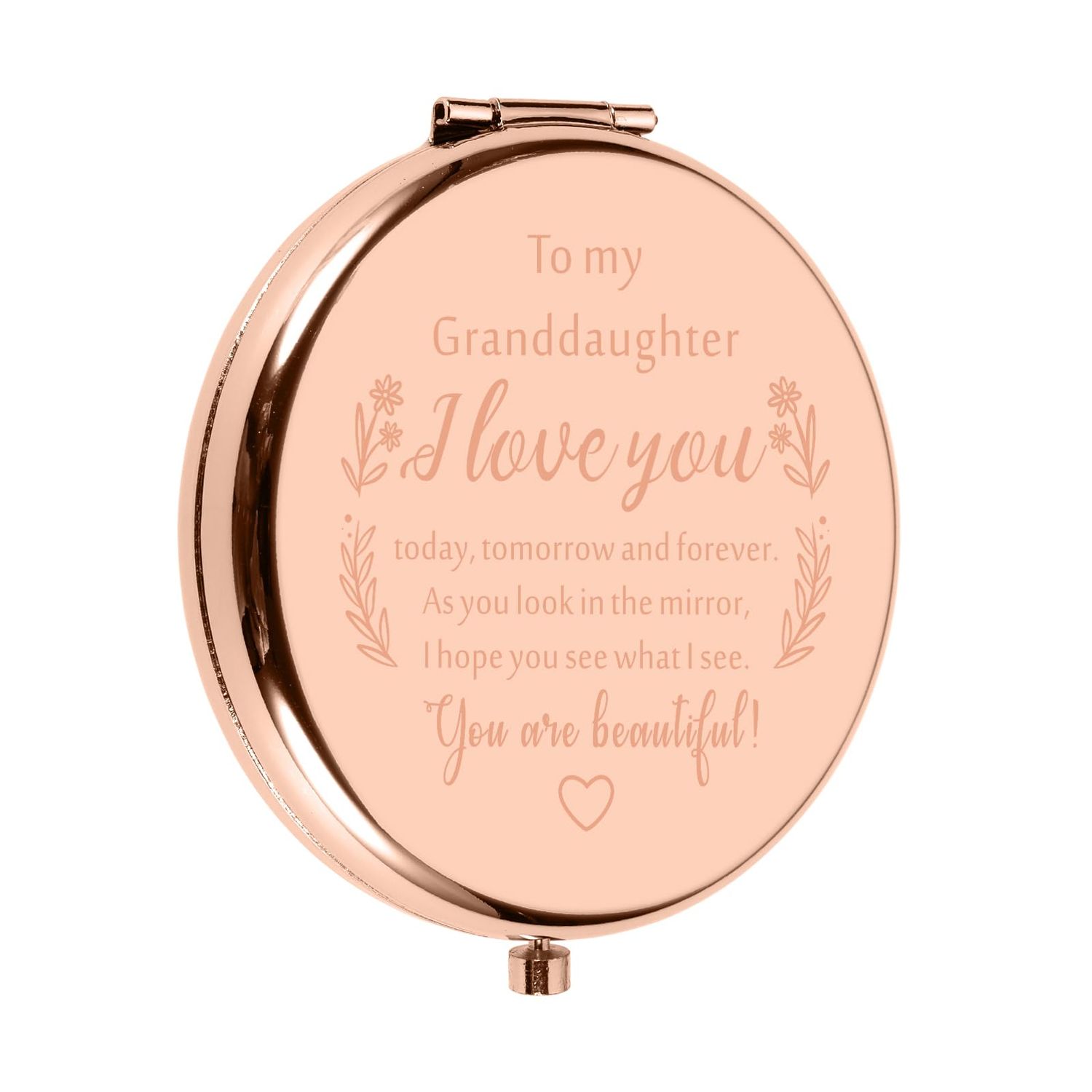 Granddaughter from Grandma Stocking Stuffers for Teens Girls Compact Makeup Mirror Granddaughter Stuff Stocking Stuffers for Granddaughter from Grandma Granddaughter Birthday Valentines Day Gifts