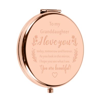 Granddaughter from Grandma Stocking Stuffers for Teens Girls Compact Makeup Mirror Granddaughter Stuff Stocking Stuffers for Granddaughter from Grandma Granddaughter Birthday Valentines Day Gifts