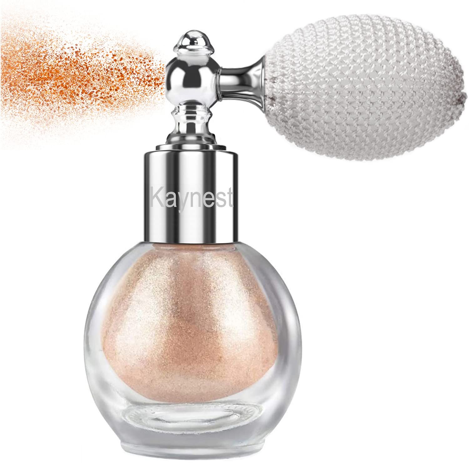 1Pcs Highlighter Powder Spray, Longwear Glitter Spray for Body, Face, Hair, Shimmer Powder High Gloss Loose Powder Makeup Mist for Festive Party, Stage Shows, Nightclubs, Bar(2#Champagne)