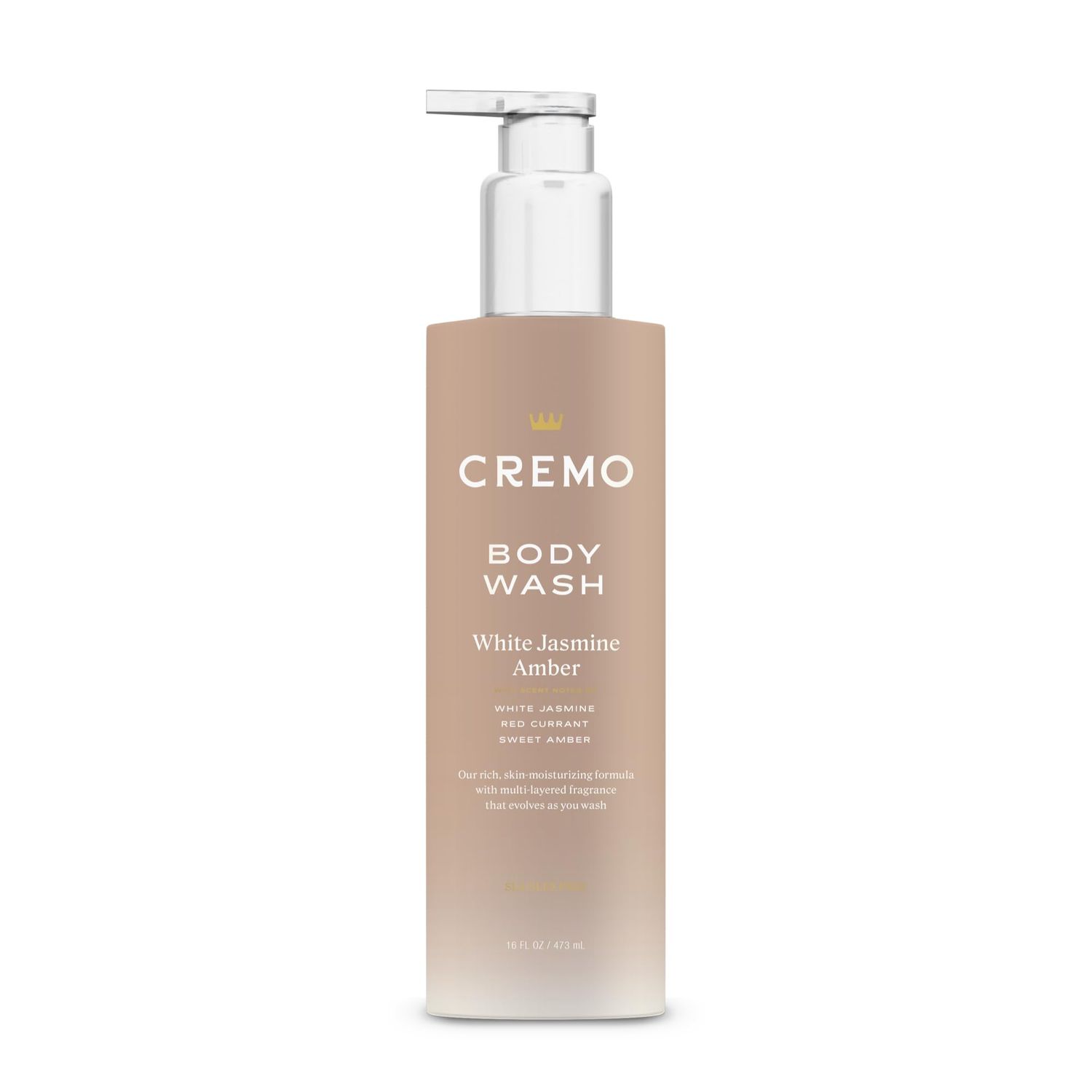 Cremo Women&#39;s Body Wash, Skin Moisturizing, Notes of White Jasmine, Red Currant, and Sweet Amber Body Wash Women, 16 Fl Oz