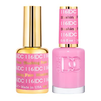 DND DC Gel Polish Set, Pink Collection, UV/LED Gel Polish and Air Dry Nail Lacquer, Matching Chip-Free Polish Duo, 116 Blushing Face, 0.5 Fl Oz