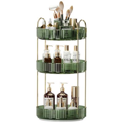 360 Rotating Makeup Organizer, Large-Capacity Skincare Make Up Storage 3 Tier Perfume Organizers Cosmetic Dresser Organizer with Makeup Brush Holder, Fits Bedroom, Bathroom, Vanity Shelf Countertop