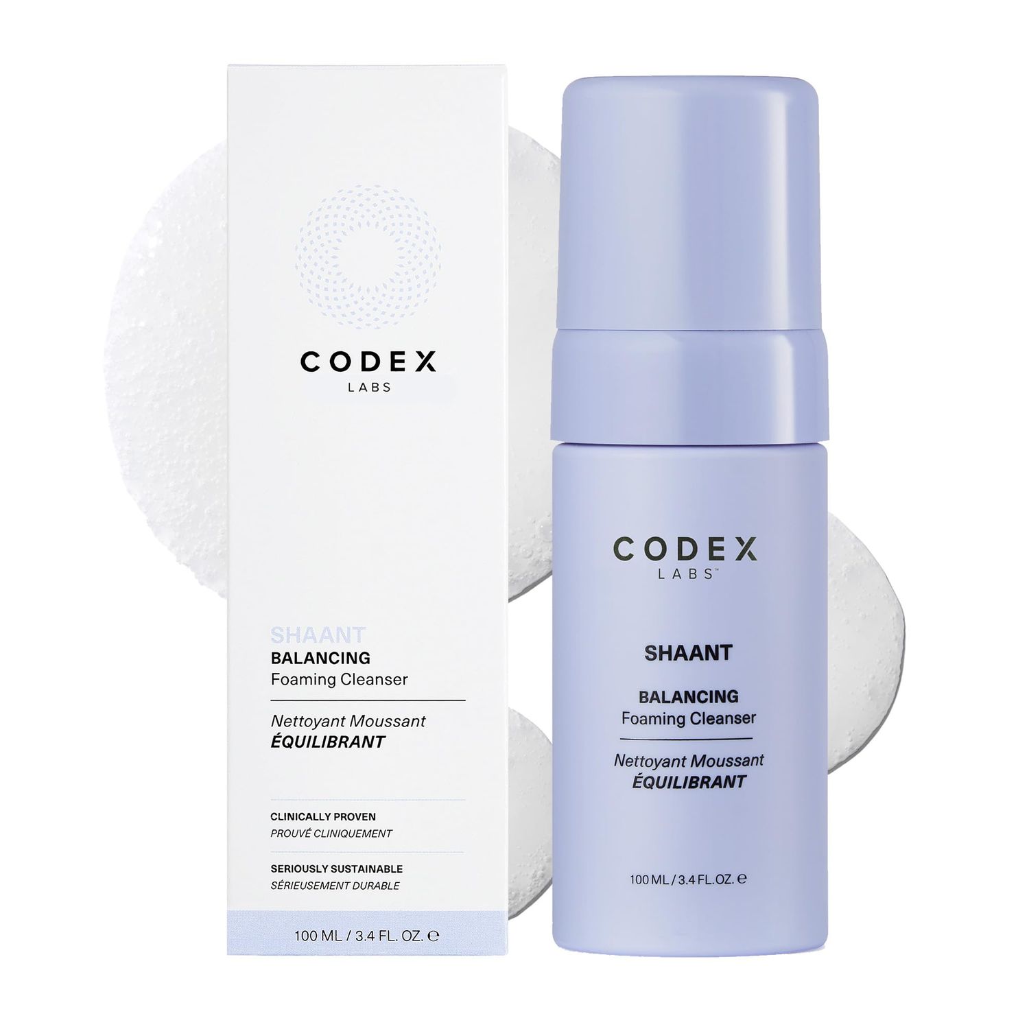 Codex Labs Shaant Balancing Foaming Face Cleanser - Oil Control &amp; Pore Minimizer for Acne-Prone, Oily &amp; All Skin Types - Micellar Water, Oil-Free, Vegan &amp; Cruelty-Free (3.4 oz)