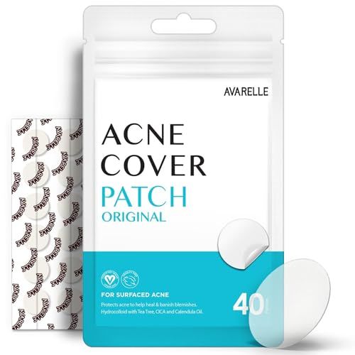 AVARELLE Acne Cover Patches, FSA HSA Eligible Hydrocolloid Pimple Patches for Face with Tea Tree Oil, Korean Skincare Zit Patches for Face | FSA HSA Store Eligible Items | Vegan, Cruelty-free