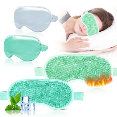 Cooling Eye Mask and Silky Sleep Mask 4 Packs for Man Women for Sleeping Frozen Ice Eye Mask Cold Warm Compress Puffiness Dry Eyes Dark Circles Gifting