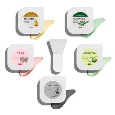 ClayCo! 10 Piece Clay Mask Variety Kit for Men &amp; Women Facial and Skin Care, Clay Face Mask Set (Rose, Dead Sea, Green Tea, Aloe Vera, 24K Gold)