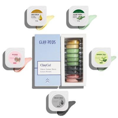 ClayCo! 10 Piece Clay Mask Variety Kit for Men &amp; Women Facial and Skin Care, Clay Face Mask Set (Rose, Dead Sea, Green Tea, Aloe Vera, 24K Gold)