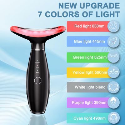 Facial and Neck Beauty Massager,7 Color Face and Neck Beauty Device with 3 Massage Modes,at Home Face Culpting Tool for Skin Care(Black)