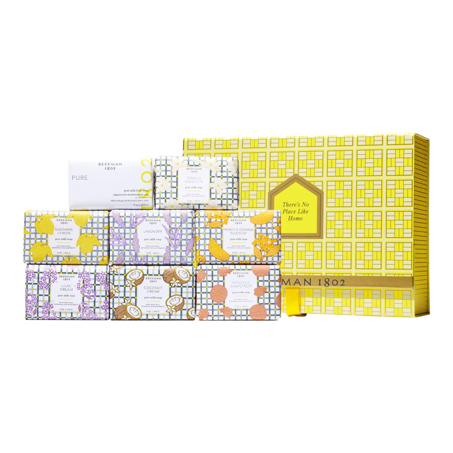 Beekman 1802 Theres No Place Like Foam Bar Soap 8-Piece Gift Set - 9 oz (Pack of 8) - Nourishes, Moisturizes &amp; Hydrates - 100% Vegetable Soap with Lactic Acid - Good for Sensitive Skin - Cruelty Free