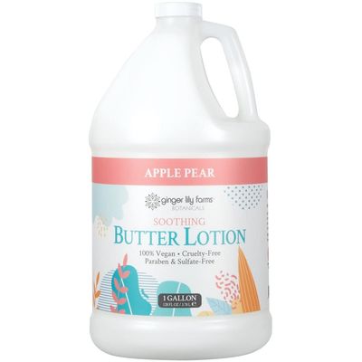 Ginger Lily Farms Botanicals Soothing Butter Lotion for Dry Skin, 100% Vegan &amp; Cruelty-Free, Apple Pear Scent, 1 Gallon Refill (128 fl oz)