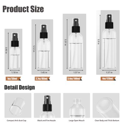 EPHECH 50PCS Small Spray Bottle, 4oz/120ml Travel Spray Bottle Clear Fine Mist Spray Bottle Plastic Empty Refillable Spray Bottle for Skin Care, Hair Care, Plant Care &amp; Home Cleaning