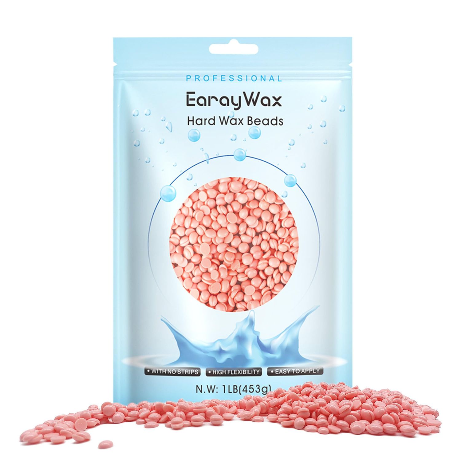 EARAYWAX Hard Wax Beads for Hair Removal - Brazilian Waxing, Sensitive Skin, Face, Eyebrow, Legs at Home - 1lb Pearl Wax
