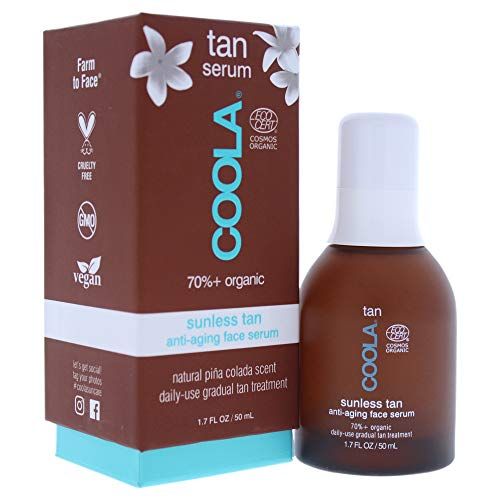 COOLA Organic Sunless Self Tanner Face Serum, Dermatologist Tested Anti-Aging Skin Care Infused with Hyaluronic Acid, Vegan and Non-GMO, Pia Colada, 1.7 Fl Oz