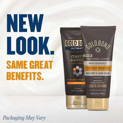 Gold Bond Men's Essentials Everyday Moisture Daily Body &amp; Hand Cream, 6.5 oz., With Vitamin C