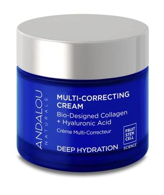 Andalou Naturals Deep Hydration Face Moisturizer, Multi-Correcting Cream, Day &amp; Night Moisturizer for Face with Hyaluronic Acid &amp; Vegan Collagen for Softer &amp; More Supple Skin, 1.7 fl oz