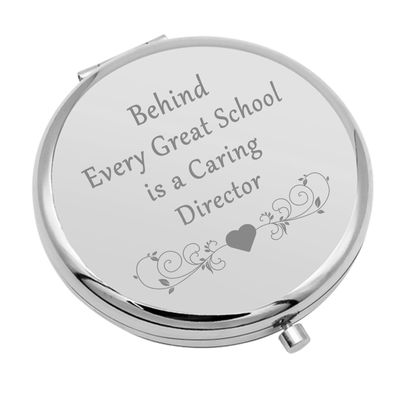 Director Gift Director Appreciation Gifts for Women Compact Makeup Mirror Principal Gift Teacher Gifts Thank You Gift for Teacher Folding Makeup Mirror Christmas Retirement Gifts (Silver)