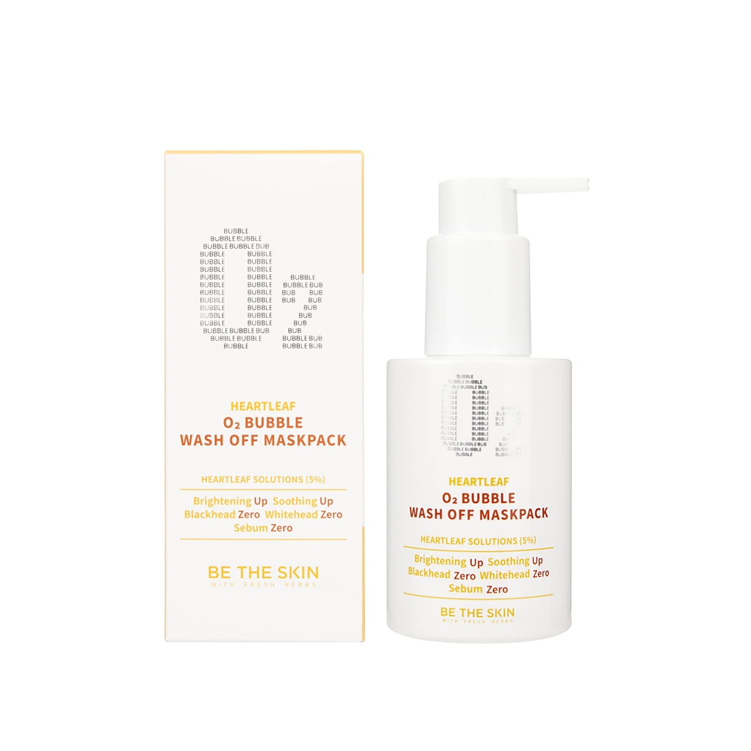BE THE SKIN] Heartleaf O2 Bubble Wash Off Mask Pack 4.23 oz / 120 g | Mask pack that lathers to treat blackheads, whiteheads, and sebum | For sensitive skin