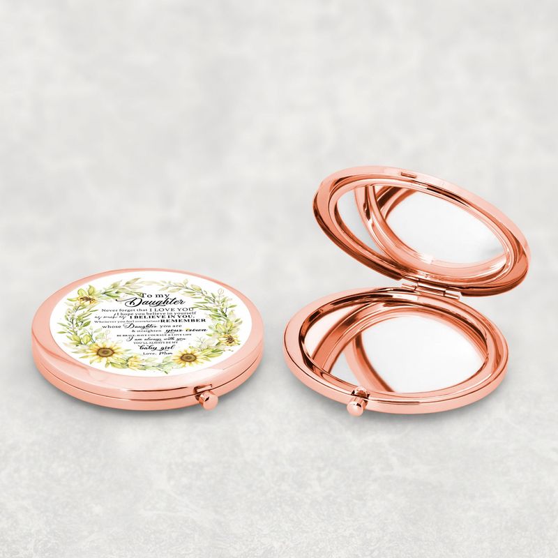 Gifts for Daughter Rose Gold Compact Mirror, Birthday Gifts for Daughter, Daughter Gifts from from Mother on Wedding Day, Daughter Gift for Graduation, Birthday, Christmas