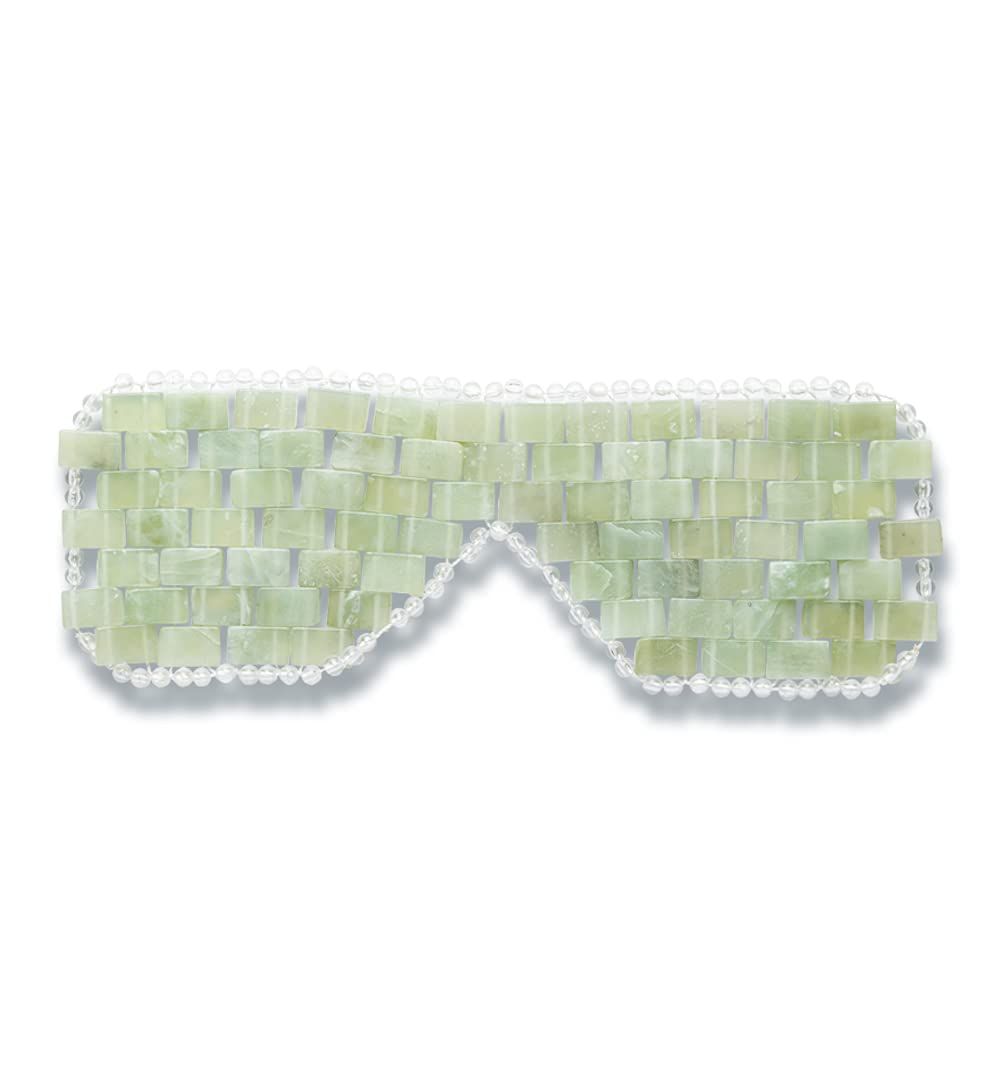 Alana Mitchell Jade Eye Mask - Weighted Eye Mask to Eliminate Wrinkles, Puffiness, &amp; Irritation - Headache and Migraine Relief Mask - 100% Real Jade Stone Beads for Hot &amp; Cold Anti Aging Therapy