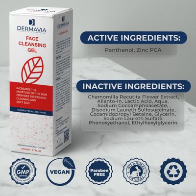 Face Cleansing Gel for All Skin Types - Face Cleanser Face Wash for Women Deep Cleanse with Zinc PCA, Allantoin, Panthenol, Lactic Acid, Chamomile Flower Extract - Hydrating Facial Cleanser - 200 ml
