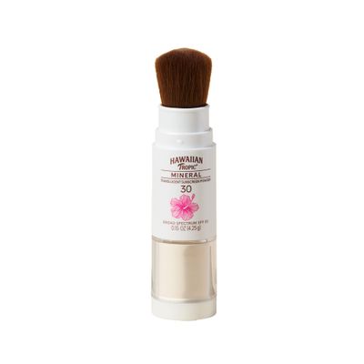 Hawaiian Tropic Mineral Powder Sunscreen Brush SPF 30 | Winter Vacation Essentials, Winter Essentials, SPF Powder Sunscreen for Face, Skin Sun Protection, 0.15oz